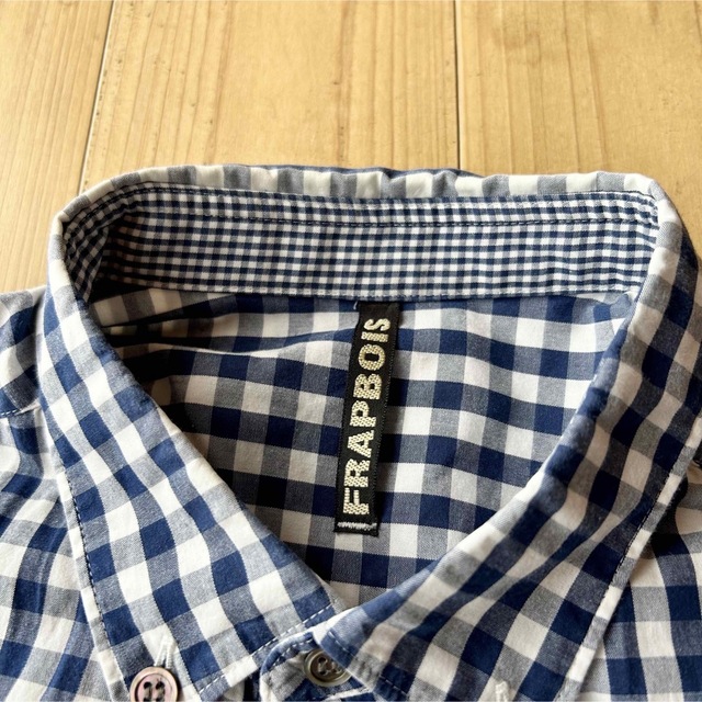 FRAPBOIS(フラボア)のフラボア　シャツ　ブラウス　白青　チェック　サイズ1 レディースのトップス(シャツ/ブラウス(半袖/袖なし))の商品写真