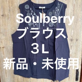  Soulberry北欧刺繍ノースリーブブラウス(チャコール)(シャツ/ブラウス(半袖/袖なし))