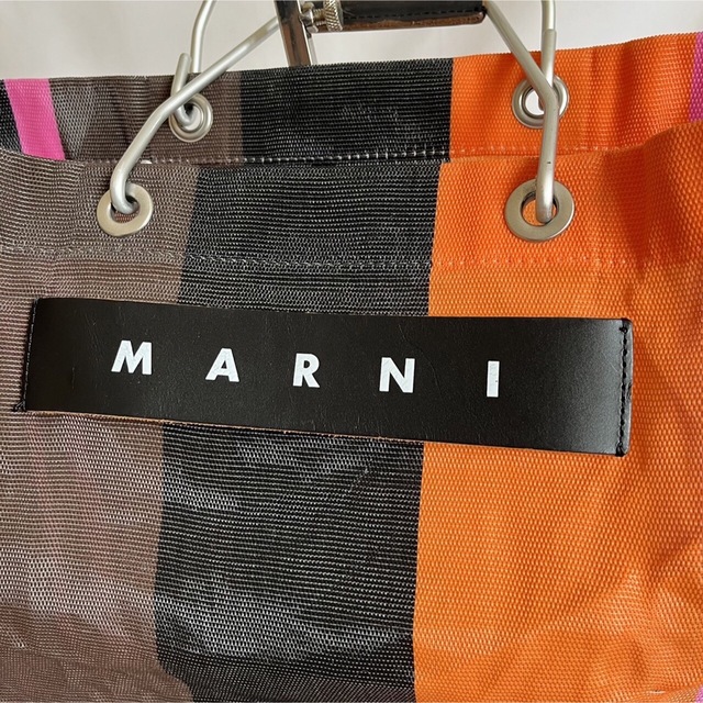 【大人気】マルニ MARNI バック フラワーカフェ トートバッグ オレンジ系