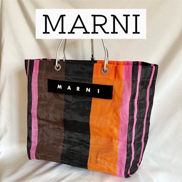 大人気】マルニ MARNI バック フラワーカフェ トートバッグ オレンジ系 ...