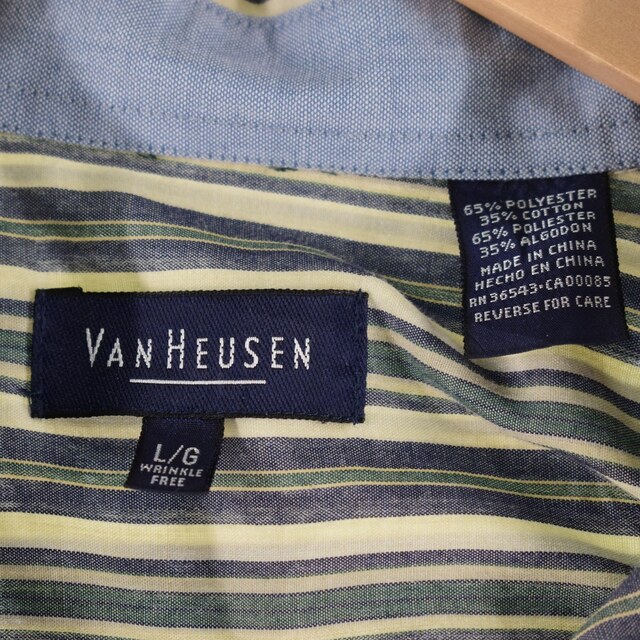 VANHEUSEN 半袖 ボタンダウン ストライプシャツ メンズXL /eaa340066