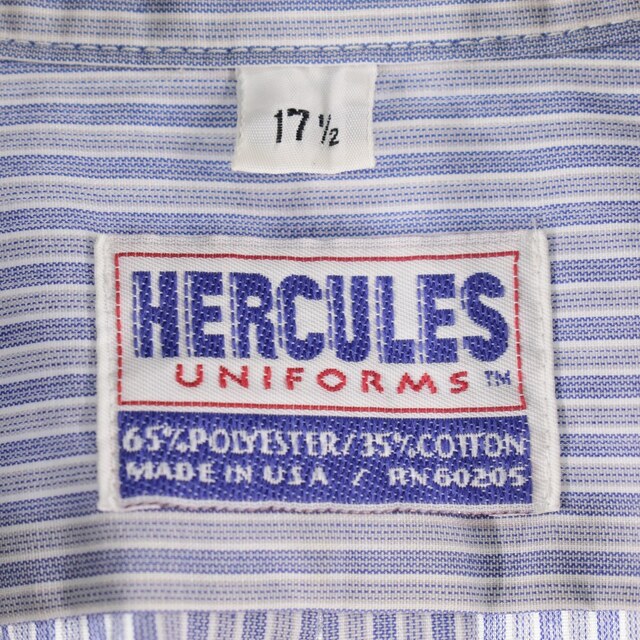 ヘラクレス Hercules 半袖 ボタンダウン ストライプシャツ USA製 メンズXL /eaa340068