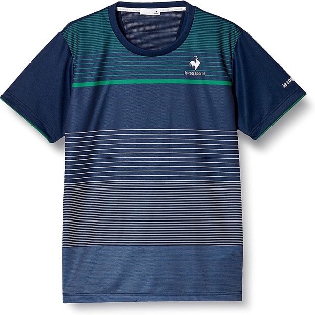 ルコックスポルティフ テニスウェア 半袖シャツ QTMSJA02紺 メンズL新品
