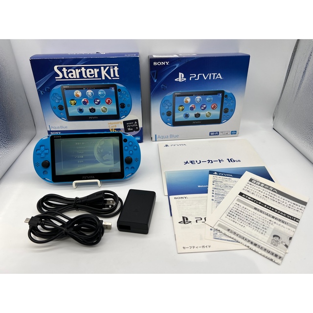 【完品・液晶美品】PS Vita Starter Kit アクア・ブルー 本体