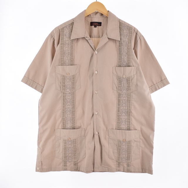orijinal guayabera 半袖 オープンカラー メキシカンシャツ キューバシャツ メンズXL /eaa339866
