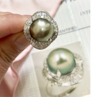 どデカいブラックパールとダイヤモンドの指輪(リング(指輪))