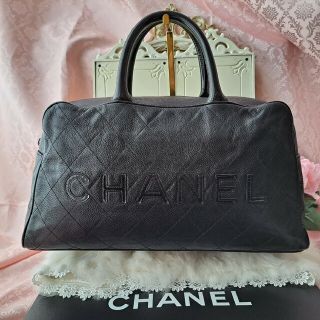 CHANEL ボストン バッグ マトラッセ 黒 ブラック キャビアスキン