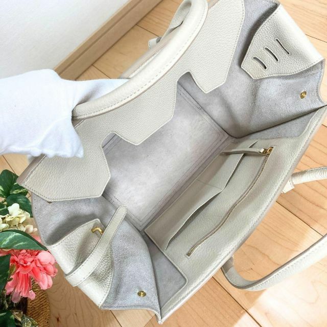 セリーヌ レザー タイ ハンドバッグ アイボリー エレガント フォーマル