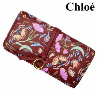 クロエ(Chloe)の極美品【クロエ】アルファベット レザー 花柄 ロングウォレット(財布)