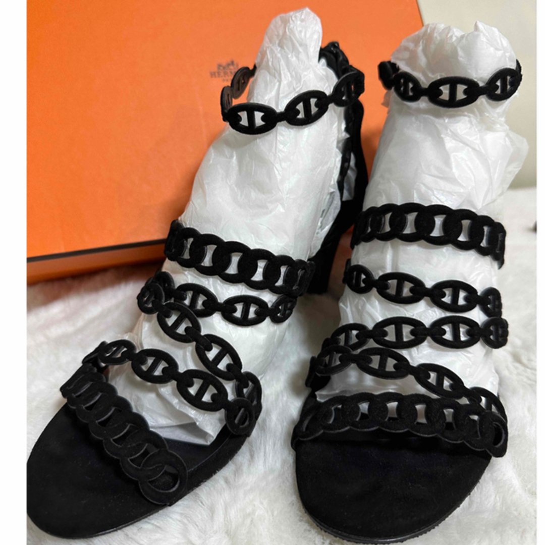 新品本物 Hermes - エルメス シェーヌダンクル サンダル ブラック