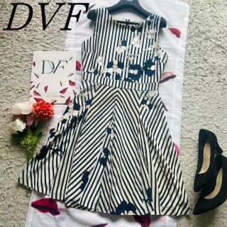 【良品】DIANEvonFURSTENBERG 総柄フレアワンピース 4 L