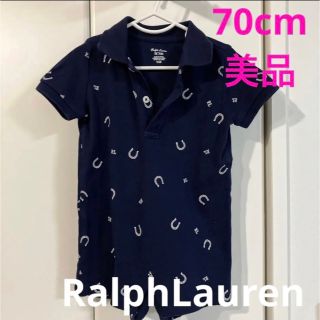 ラルフローレン(Ralph Lauren)のRalphLauren ラルフローレン　半袖ロンパース　美品 70cm ネイビー(ロンパース)