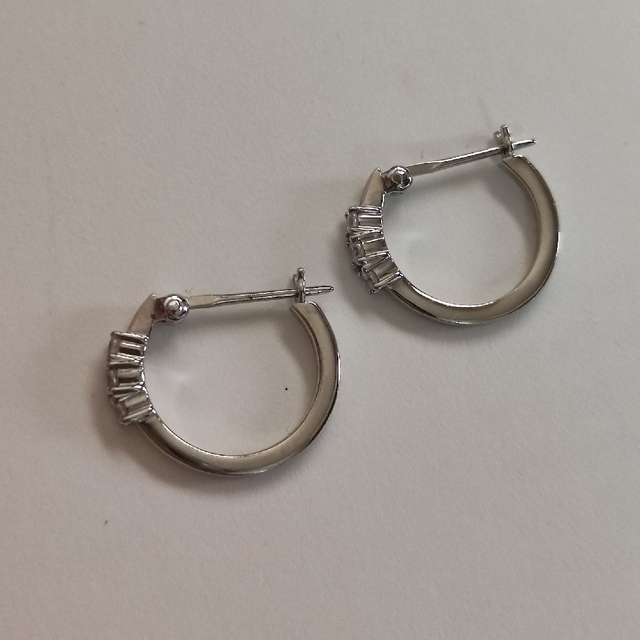 Jouete - ジュエッテ フープピアス ジルコニア シルバー プラチナムの