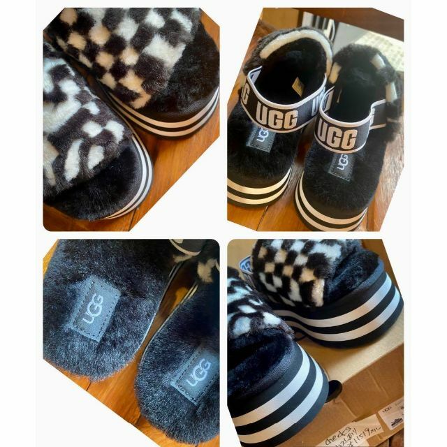 完売。。✨超美品✨23⇒～23.5✨UGG✨Disco Checks Slideゴムソール高さ