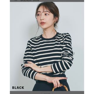 ベースメント(BASEMENT)の美品BASEMENT online クルーネックボーダートップス(Tシャツ/カットソー(七分/長袖))