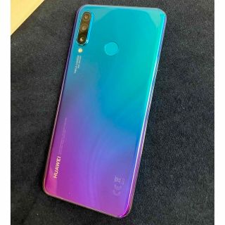 ファーウェイ(HUAWEI)の【美品】huawei P30 lite ピーコックブルー(スマートフォン本体)