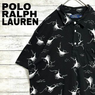 ポロラルフローレン(POLO RALPH LAUREN)の7p ポロラルフローレンリネン混 半袖ポロシャツ ソードフィッシュ総柄(ポロシャツ)