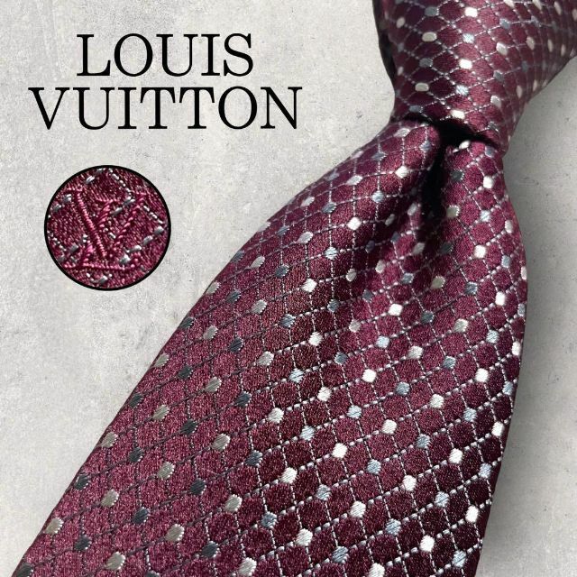 LOUIS VUITTON(ルイヴィトン)の美品 LOUIS VUITTON ルイヴィトン ドット柄 格子柄 ネクタイ メンズのファッション小物(ネクタイ)の商品写真