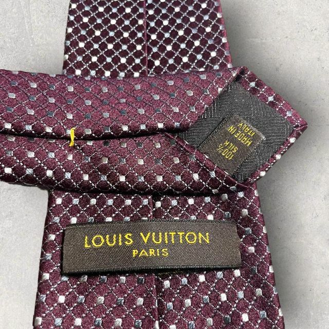 LOUIS VUITTON(ルイヴィトン)の美品 LOUIS VUITTON ルイヴィトン ドット柄 格子柄 ネクタイ メンズのファッション小物(ネクタイ)の商品写真