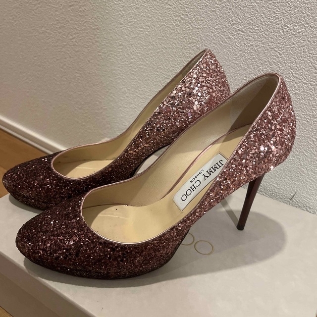 表記3412JIMMY CHOO パンプス ヒール グリッター ラメ ブライダル 24cm