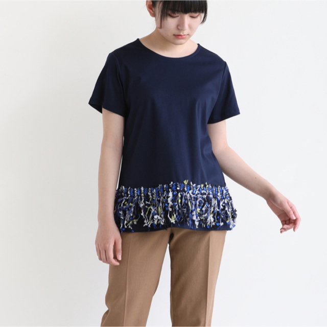 PARIGOT(パリゴ)の新品未使用COOHEM(コーヘン) TWEED FRINGE T-SHIRT レディースのトップス(Tシャツ(半袖/袖なし))の商品写真