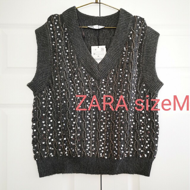 ZARA(ザラ)の新品タグ付きZARAsizeMザラLIMITTED EDITIONニットベスト レディースのトップス(ベスト/ジレ)の商品写真