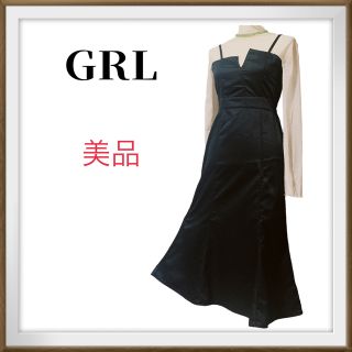 グレイル(GRL)の美品　GRL 後ろゴム　フレア　ジャンパースカート　ブラック　Ｓ(ロングワンピース/マキシワンピース)