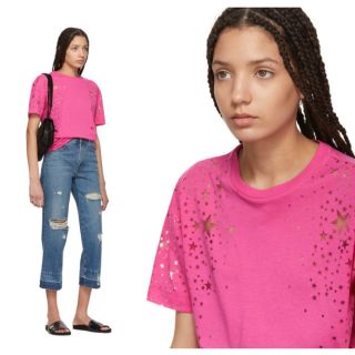 ステラマッカートニー(Stella McCartney)のステラマッカートニー つつじ色ピンクお星様コスミックTシャツ(Tシャツ(半袖/袖なし))