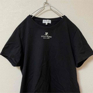 クレージュ(Courreges)のcourregee Tシャツ ワンポイント ブラック カットソー 42 ロゴ(Tシャツ(半袖/袖なし))