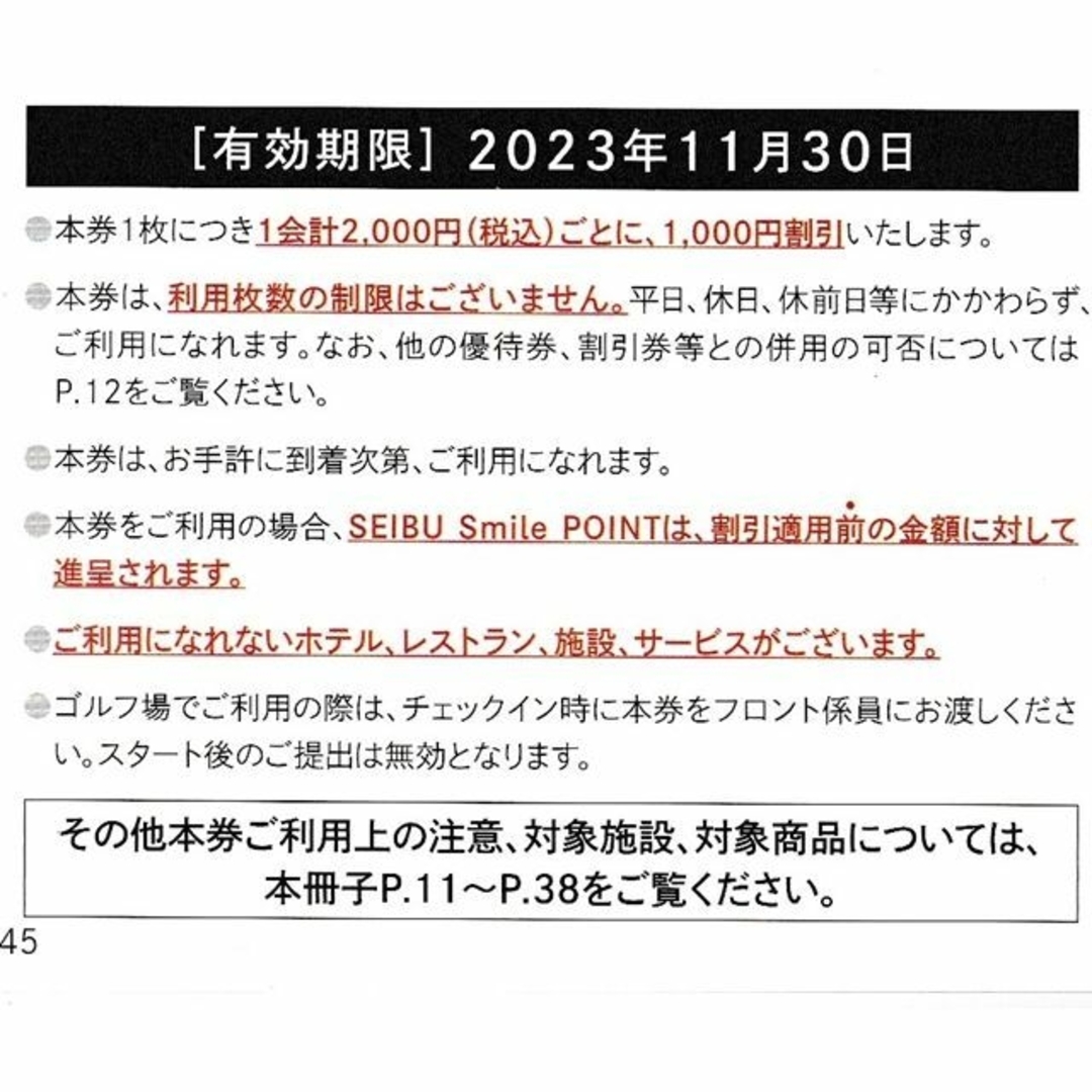 西武ホールディングス 株主優待券 2冊 共通割引券 20000円分他-