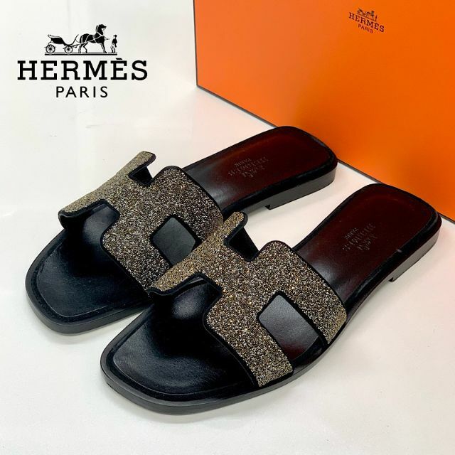 H‍ermes オラン サンダル ブラック - 靴