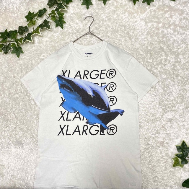 XLARGE Tシャツ　動物　サメ　　デカロゴ　アニマル　半袖　夏物