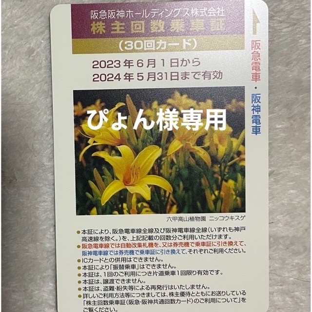 阪急電車　阪神電車　株主回数乗車証　30回✖︎2枚