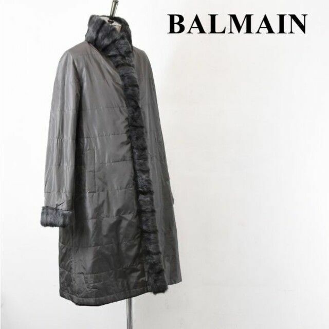 AL BF0009 高級 BALMAIN バルマン リバーシブル コート - 毛皮/ファー