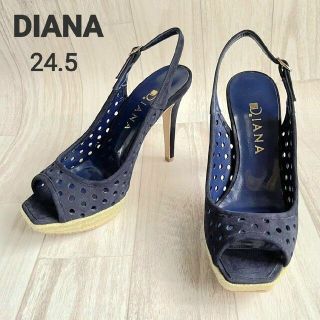 ダイアナ(DIANA)のDIANA ダイアナ ハイヒール サンダル ドット ネイビー 24.5(サンダル)