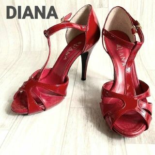 ダイアナ(DIANA)のDIANA ダイアナ ハイヒール パンプス サンダル Tストラップ 赤(サンダル)