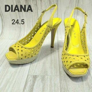 ダイアナ(DIANA)のDIANA ダイアナ ハイヒール サンダル ドット イエロー 24.5(サンダル)