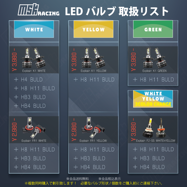 補償付き LED 新品 フォグランプ 左右 2個 イエロー HB4の通販 by RUNXIA｜ラクマ