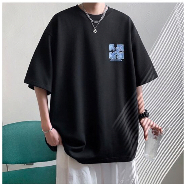 韓国 メンズ ストリート バックプリント 半袖 Tシャツ チャコールグレー メンズのトップス(Tシャツ/カットソー(半袖/袖なし))の商品写真