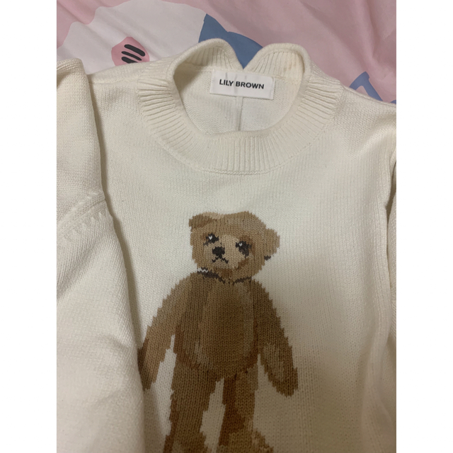 Lily Brown(リリーブラウン)のリリーブラウン  Bear  ハーフスリーブニットトップス レディースのトップス(Tシャツ(半袖/袖なし))の商品写真