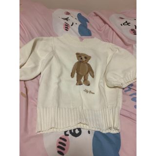 リリーブラウン(Lily Brown)のリリーブラウン  Bear  ハーフスリーブニットトップス(Tシャツ(半袖/袖なし))