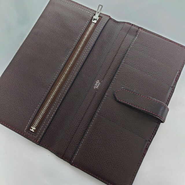 HERMES ベアン ブラウン 長財布 ヴォーエプソン シルバー金具ファッション