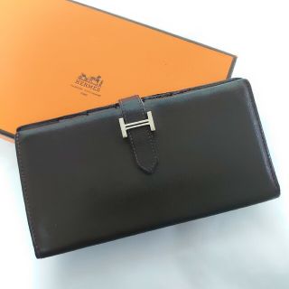 エルメス(Hermes)のHERMES ベアン ブラウン 長財布 ヴォーエプソン シルバー金具(財布)