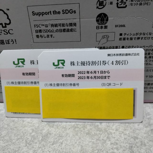 乗車券/交通券JR東日本株主優待割引券　2枚