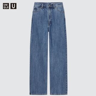 ユニクロ(UNIQLO)のUNIQLO 2022年 ワイドレッグジーンズ ブルー 27 裾直し63.5cm(デニム/ジーンズ)