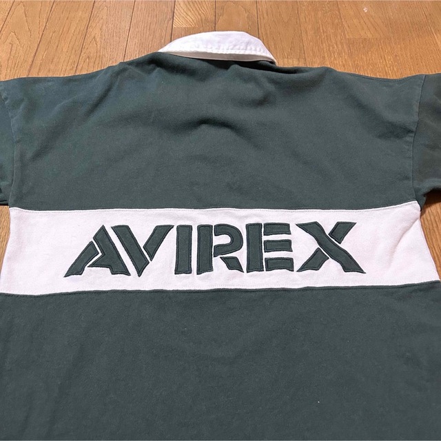 AVIREX(アヴィレックス)のMサイズ！AVIREX/アヴィレックス 古着半袖ラガーシャツ 白×緑バイカラー メンズのトップス(ポロシャツ)の商品写真