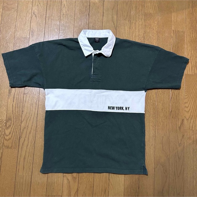 AVIREX(アヴィレックス)のMサイズ！AVIREX/アヴィレックス 古着半袖ラガーシャツ 白×緑バイカラー メンズのトップス(ポロシャツ)の商品写真