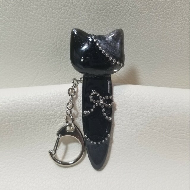 ^..^ ੭  ゴスロリ風・黒猫のキークリップ♪ハンドメイド♪ ハンドメイドのアクセサリー(キーホルダー/ストラップ)の商品写真