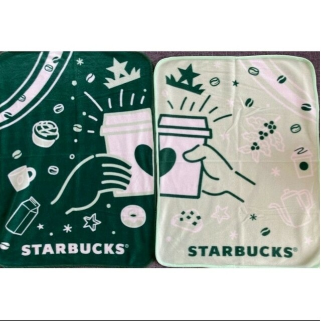 Starbucks(スターバックス)の【新品】STARBUCKS スターバックス ミニブランケット2枚セット✖️2 エンタメ/ホビーのコレクション(ノベルティグッズ)の商品写真