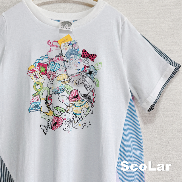 ScoLar(スカラー)の【ScoLar】スカラー 異素材ストライプ切替 ワンピース タグ付未使用 レディースのワンピース(ロングワンピース/マキシワンピース)の商品写真